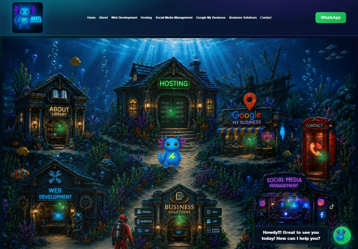 Homepage screenshot of axetl.co.za