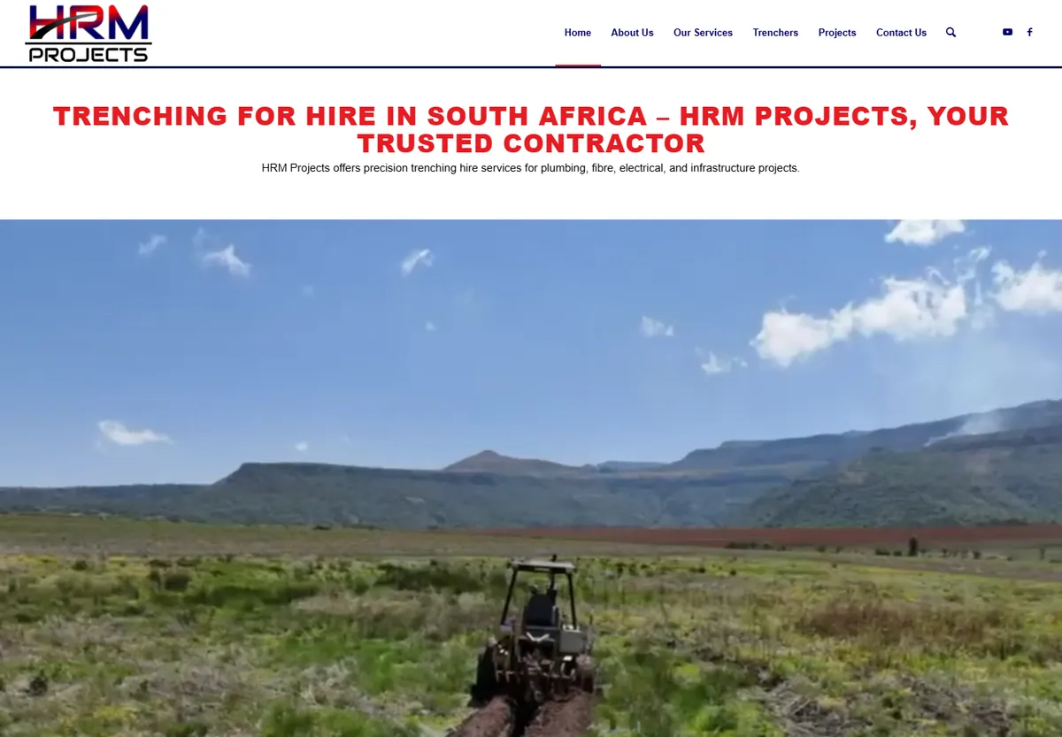 Homepage screenshot of hrmprojects.co.za
